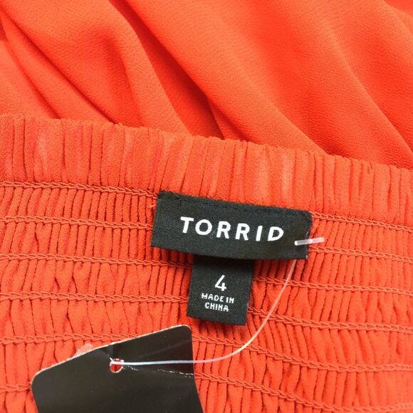 New! Torrid Maxi Tank Dress 4X Plus Orange Chiffon Embroidered Cross Back - Picture 3 of 15